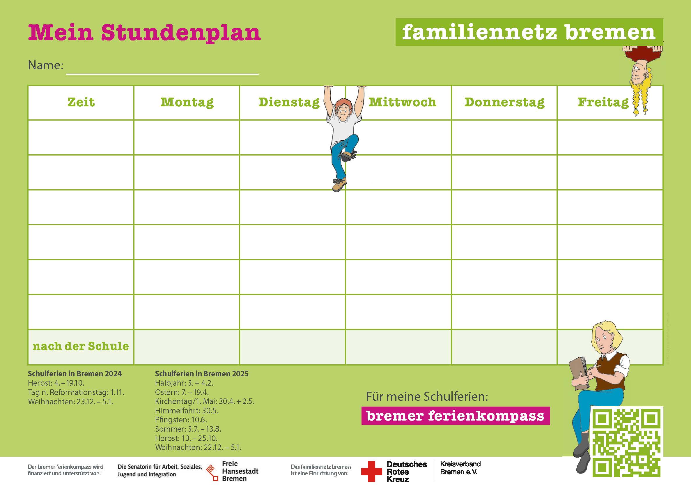 Bild vom Stundenplan Bremer Ferienkompass